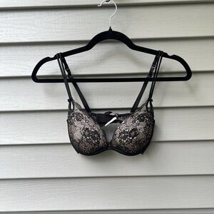 Victoria’s Secret Sexy Little Things Push-Up Bra Black Lace Rhinestone 32D
